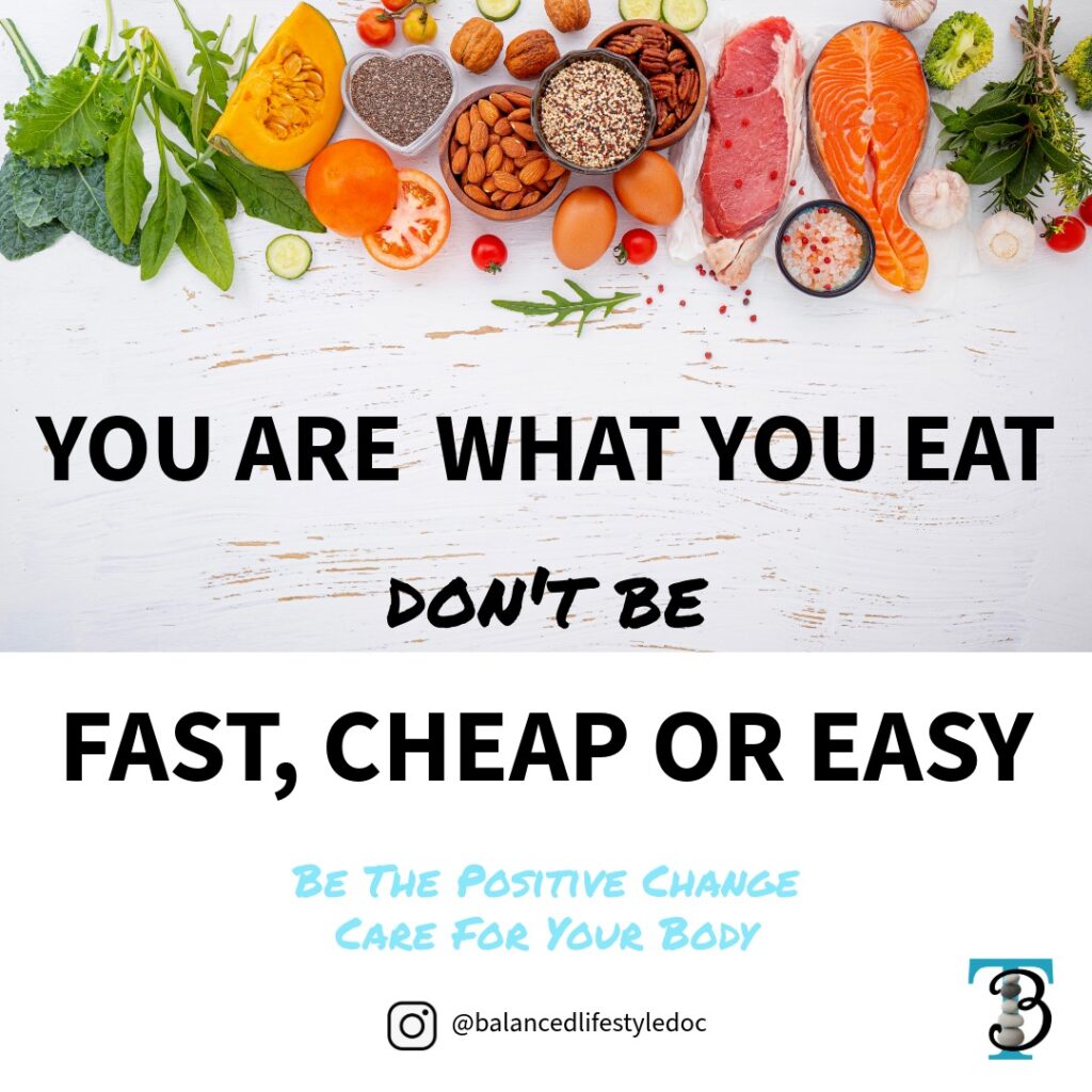 You Are What You Eat. ​ Don't  Be Fast, Cheap or Easy.